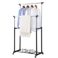 Телескопічна стійка-вішалка для одягу та взуття Double Pole Clothes Horse
