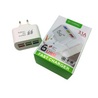 Адаптер живлення для швидкого заряджання з 6 USB портами, FAST CHARGER 3.1А 5G