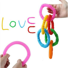 Сенсорные антистрессовые игрушки S Fidget Pop Tube, набор из 12 пластиковых эластичных труб