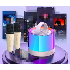 Бежевая Bluetooth колонка K52 для караоке, с RGB подсветкой