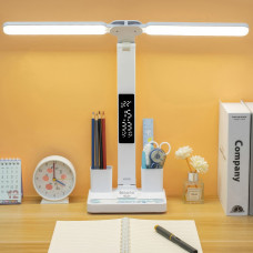 LED лампа на аккумуляторе с термометром, часами и органайзером 877