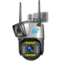 Вулична відеокамера SC03 V380pro з двома об'єктивами, працює з 4G-мережею для безпеки