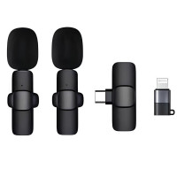 Мікрофон петличний бездротовий K9+ Wireless Lavalier з перехідниками Lightning TypeC Чорний