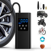 Портативный аккумуляторный компрессор для авто от USB/ Насос для колес с LED дисплеем