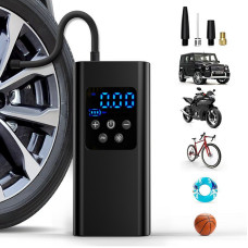 Портативный аккумуляторный компрессор для авто от USB/ Насос для колес с LED дисплеем