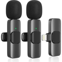 Микрофоны петличные 2шт беспроводные K11 Wireless Lavalier с переходником Lightning Черный