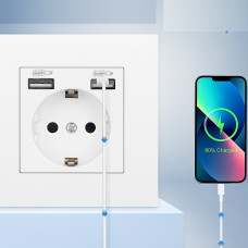 Розетка Coswall с 2 USB-портами и заземлением Пластиковая Белая
