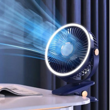 Настільний вентилятор акумуляторний VHG F03 з LED-підсвіткою 10000 мА·год 5 швидкостей поворот 720°