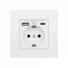 Настенная розетка Folem RZ1 с функцией быстрой зарядки и USB Type-C белая