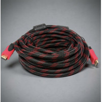 HDMI провід 15 метрів із міцним обплетенням і позолоченими штекерами чорний/червоний