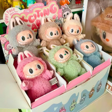 Текстильная фигурка Labubu Macarons с брелоком 17 см коллекционная