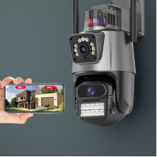 IP камера безопасности WiFi Dual Lens с сиреной и звуковой обратной связью