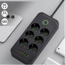 Блок питания удлинитель 6 розеток 5 USB сетевой адаптер для подключения техники
