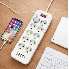 Переноска электрическая D10 сетевой фильтр 10 розеток USB Type-C 5 м