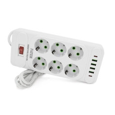 Переноска электрическая D6 удлинитель 6 розеток USB Type-C 3 м