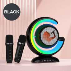 Музыкальная лампа ночник с Bluetooth колонкой, караоке система с двумя микрофонами, портативная аудиостанция с LED RGB подсветкой