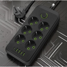 Сетевой удлинитель F06U 6 розеток USB Type-C фильтр для техники