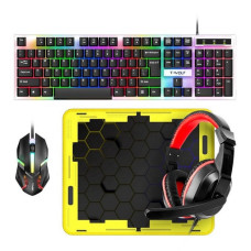 Комплект T-Wolf TF240 4 в 1 игровой клавиатура мышь гарнитура коврик