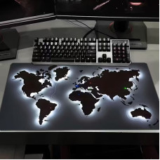 Коврик для мыши HP227 с подсветкой карта мира большой игровой для компьютера