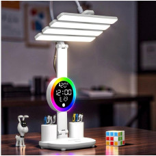 Настольная лампа KRX-104 RGB светильник с вентилятором и часами для рабочего стола