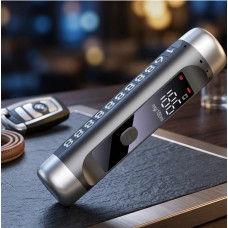 Алкотестер 3 в 1 цифровий LED дисплей USB Type-C аварійний молоток номер телефона паркінга чорний