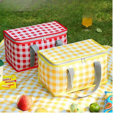 Термосумка для пікніка AND LY-1228 сумка холодильник 35×20×20 см для продуктів і напоїв у клітинку