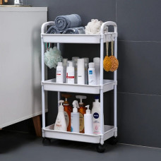 Етажерка Kitchen Storage Rack 3-ярусна на колесах пластиковий органайзер для кухні ванної та офісу 41×25×72 см