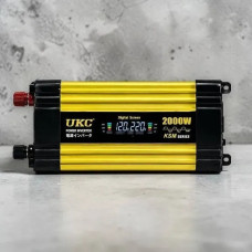 Інвертор автомобільний KSM 2000W, перетворювач 12В у 220В з LCD дисплеєм, двома USB і захистом живлення