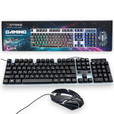 Ігровий комплект XSTRIKE X-1014 RGB клавіатура та миша USB мембранний 104 клавіші чорний
