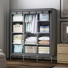 Тканинна шафа Storage Wardrobe 88130 складаний органайзер із 8 полицями та 3 секціями для одягу та взуття