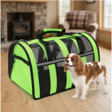 Сумка-переноска For Friends GREEN paws M 41×25×26 см для собак і котів повітропроникна переноска