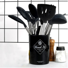 Набір кухонного приладдя Kitchen Set 12 предметів силіконовий комплект із дерев'яними ручками