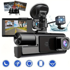 Відеореєстратор автомобільний A22 3 камери FullHD WiFi нічне знімання датчик удару руху задня камера записування