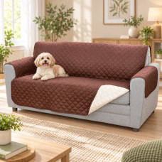 Двостороннє захисне покривало Couch Coat для дивана з підлокітниками, коричнево-кремове