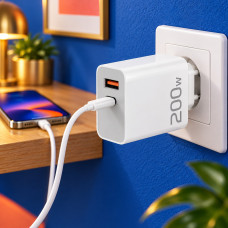 Адаптер швидкого заряджання USB 200 Вт з кабелем Type C