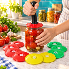 Вакуумні кришки для консервації та зберігання продуктів набір 9 шт