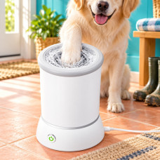Лапомийка для собак автоматична Pet Foot Wash USB акумуляторна 2000 мА·год дві швидкості двостороннє обертання біла