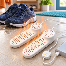 Портативна електрична сушарка для взуття з USB-живленням і таймером на 3, 6 та 9 годин Біла